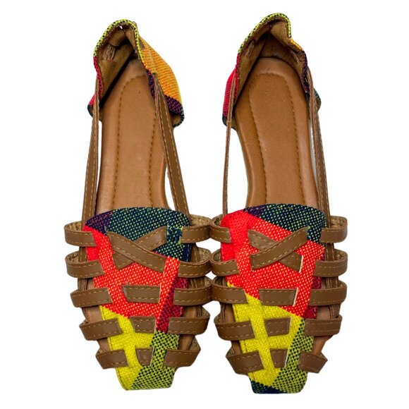 None Shoes - Espadrille Woven Rainbow Flats Colorful Sandals Women's Size 5.5  EU 36